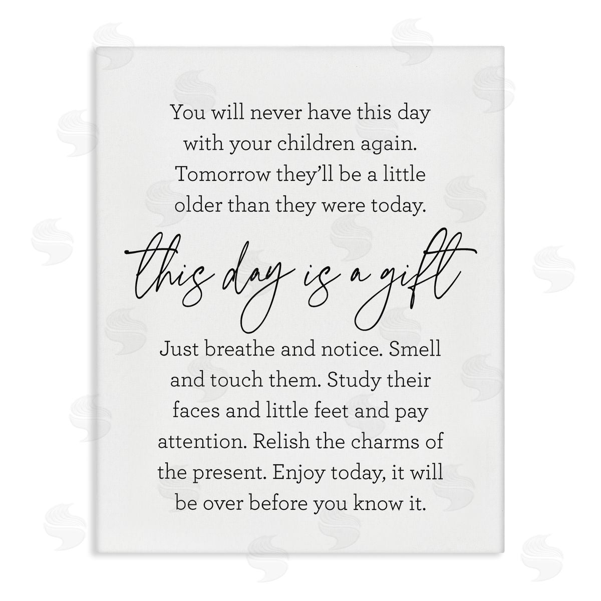 Lettered and Lined Today Is A Gift Heartwarming Parenthood Children Quote Stretched Canvas Wall Art Print