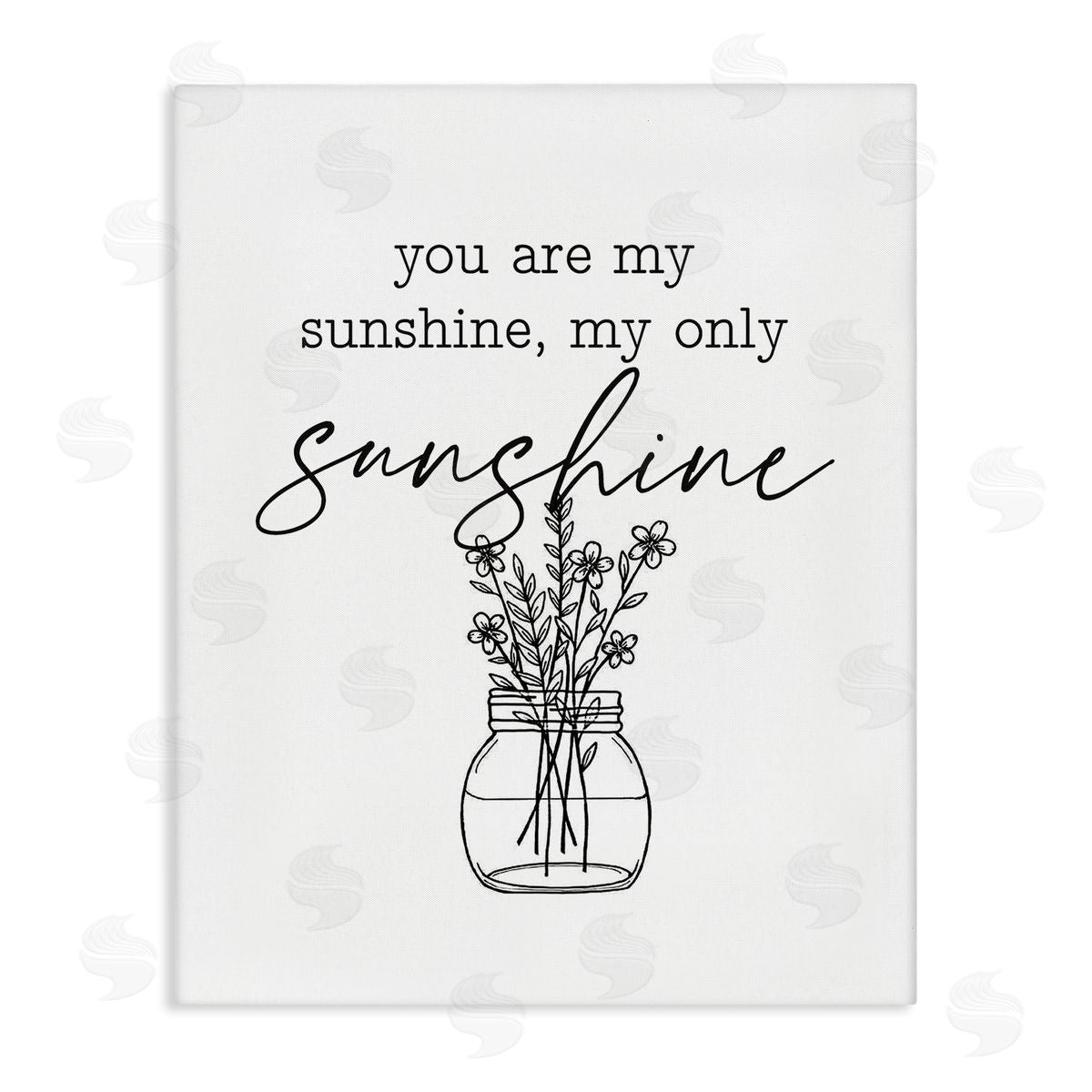 Lettered and Lined You Are My Sunshine Floral Daisy Blooms Bouquet Stretched Canvas Wall Art Print