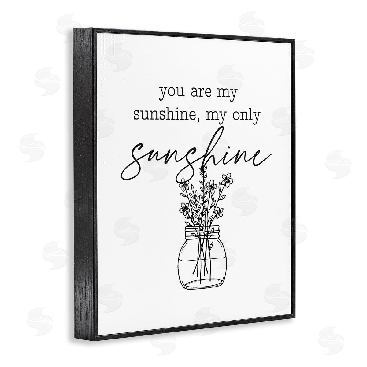 Lettered and Lined You Are My Sunshine Floral Daisy Blooms Bouquet Black Framed Giclee Wall Art Print