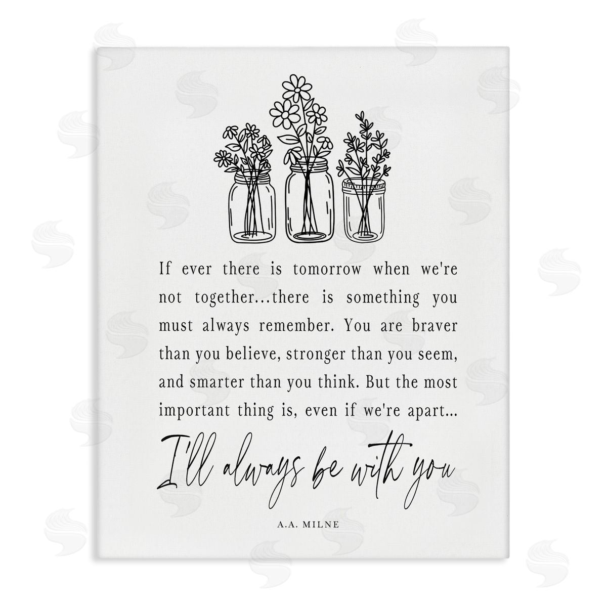 Lettered and Lined Always With You Emotional Quote Floral Jar Bouquets Stretched Canvas Wall Art Print