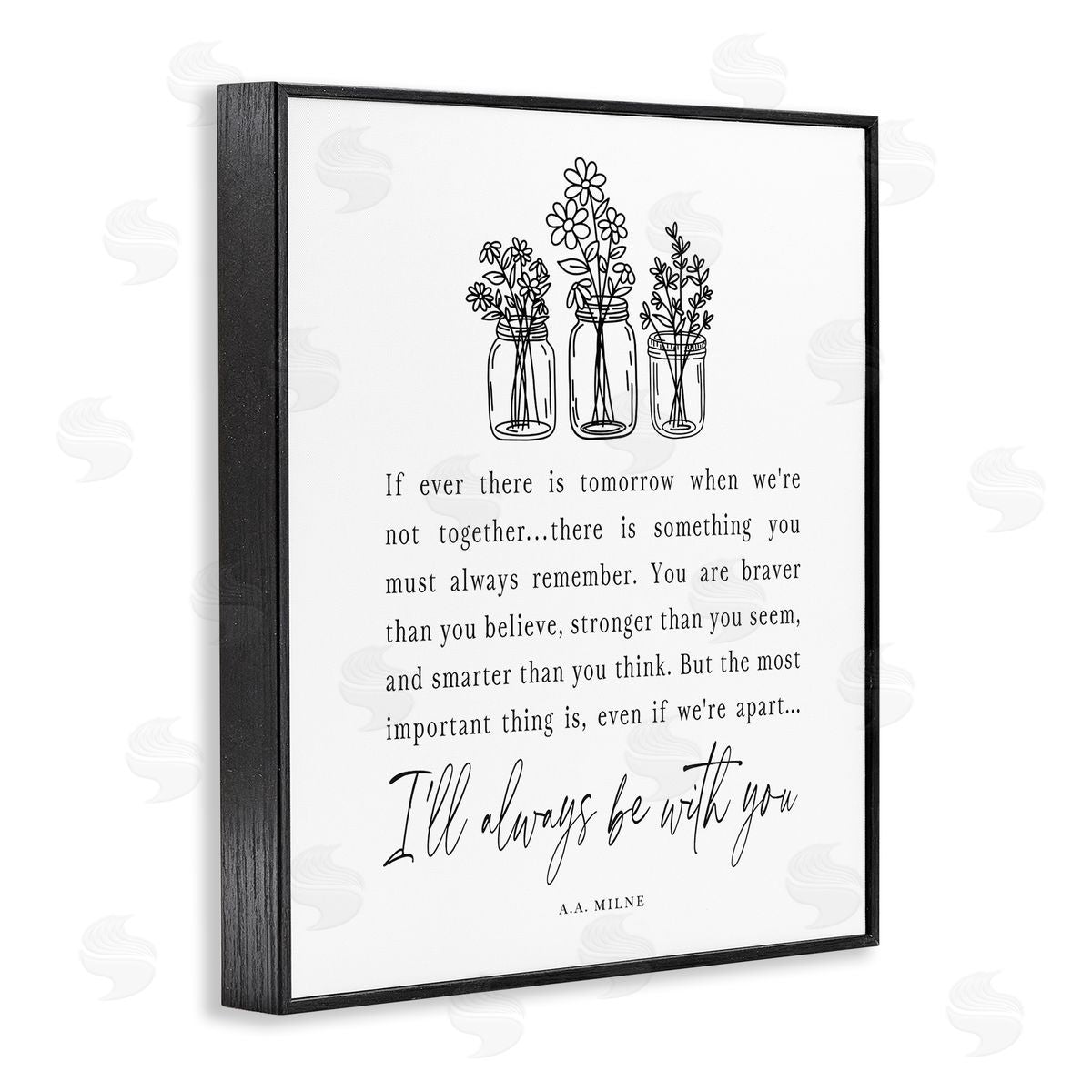 Lettered and Lined Always With You Emotional Quote Floral Jar Bouquets Black Framed Giclee Wall Art Print