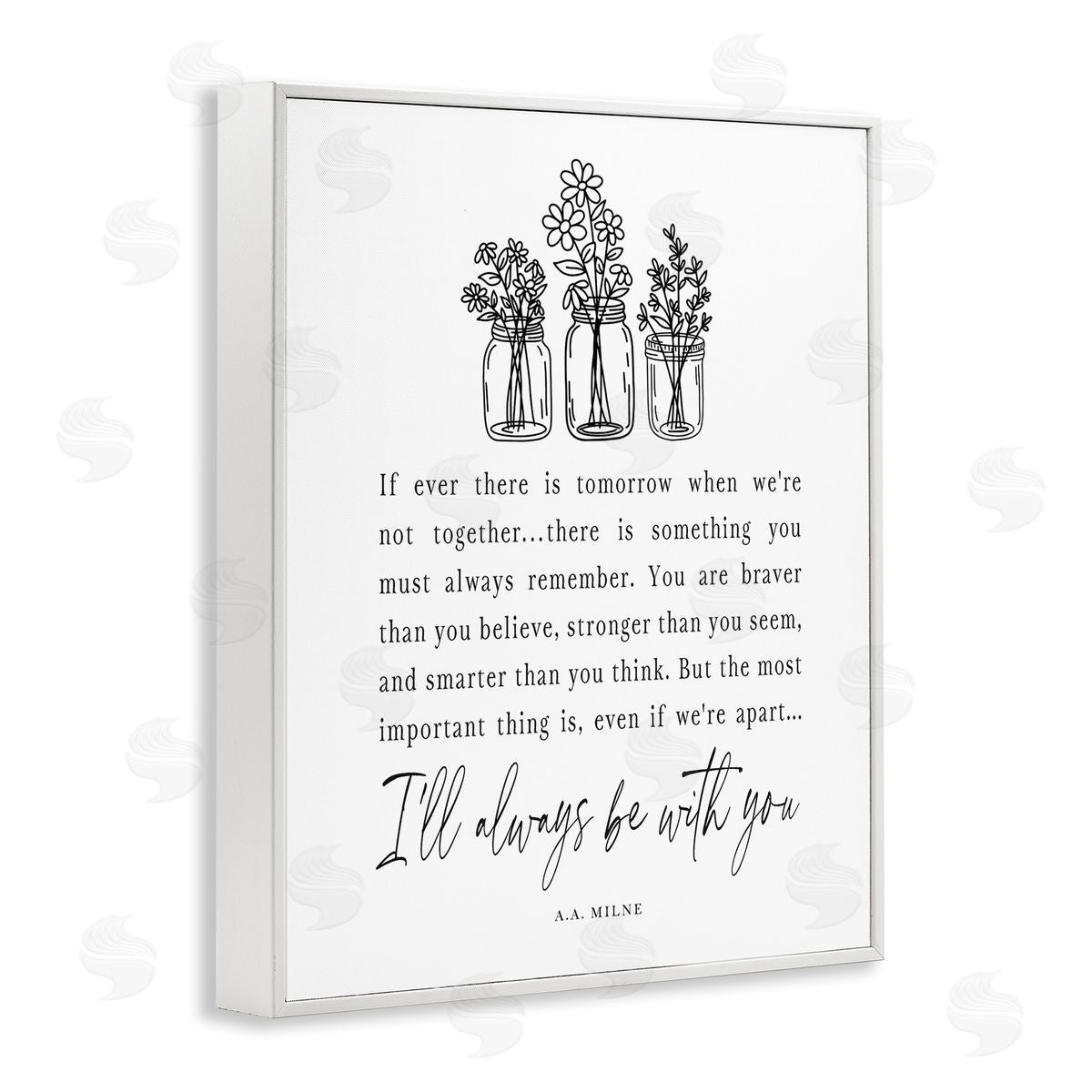 Lettered and Lined Always With You Emotional Quote Floral Jar Bouquets White Framed Giclee Wall Art Print