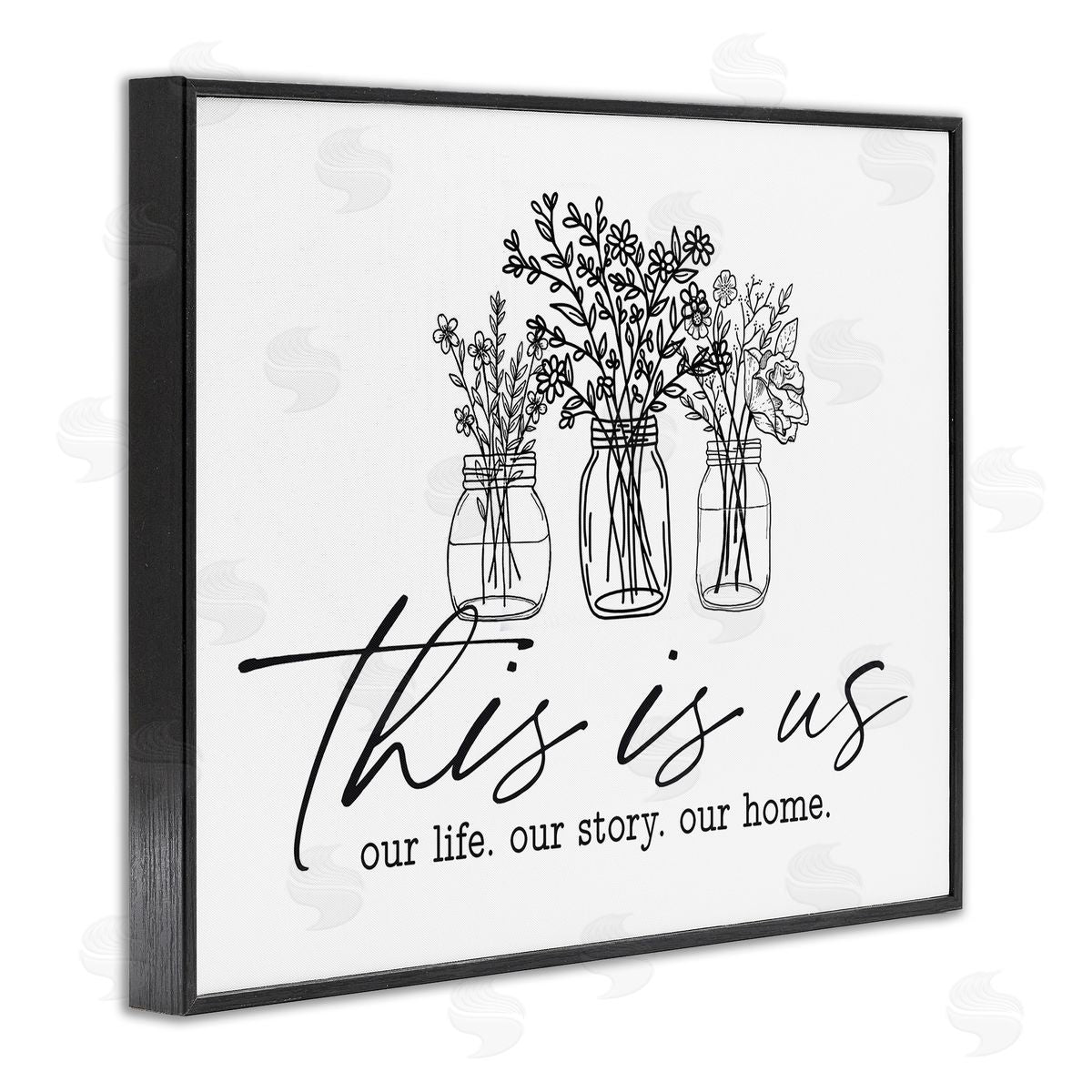 Lettered and Lined This Is Us Family Cottage Florals Herbs Bouquet Black Framed Giclee Wall Art Print