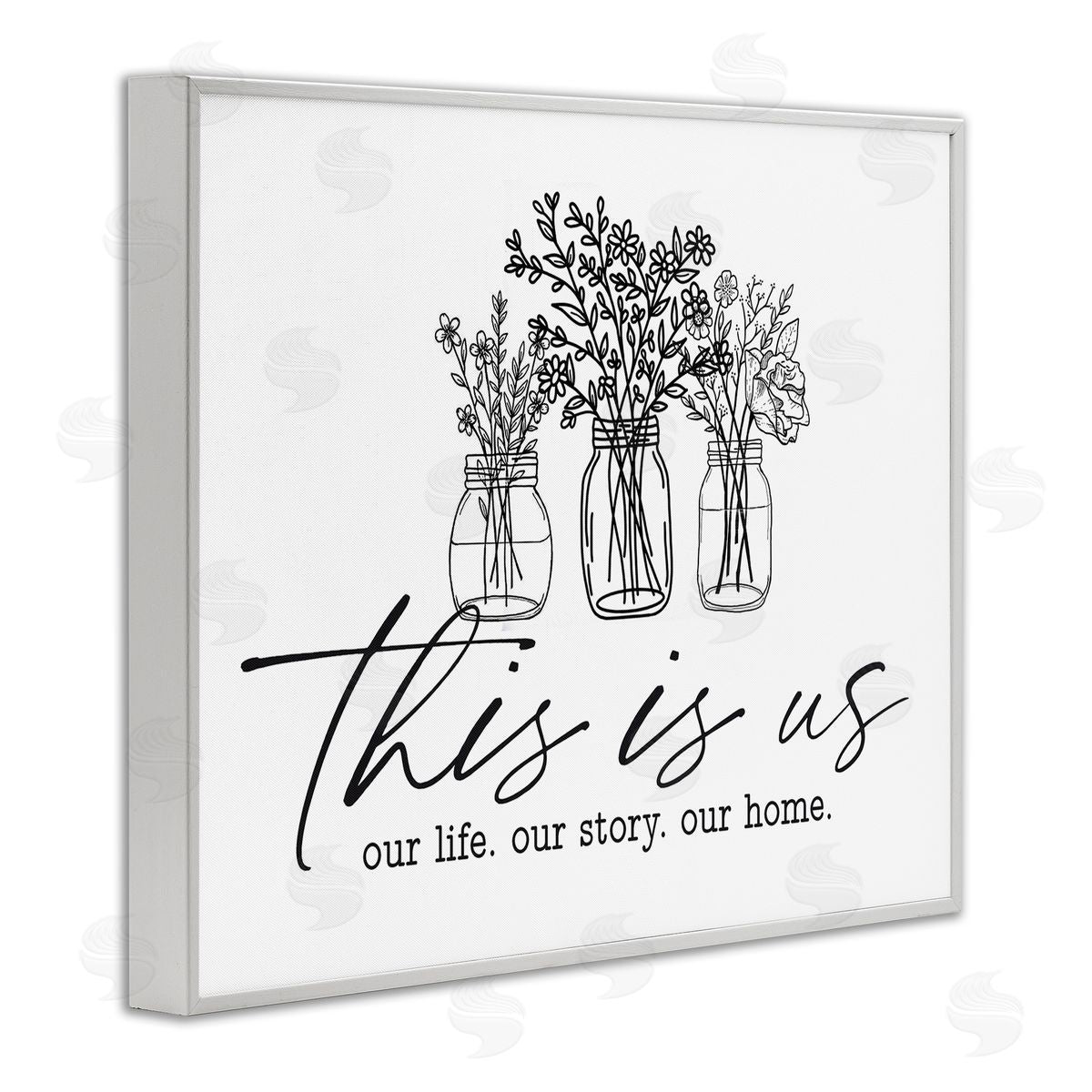 Lettered and Lined This Is Us Family Cottage Florals Herbs Bouquet White Framed Giclee Wall Art Print