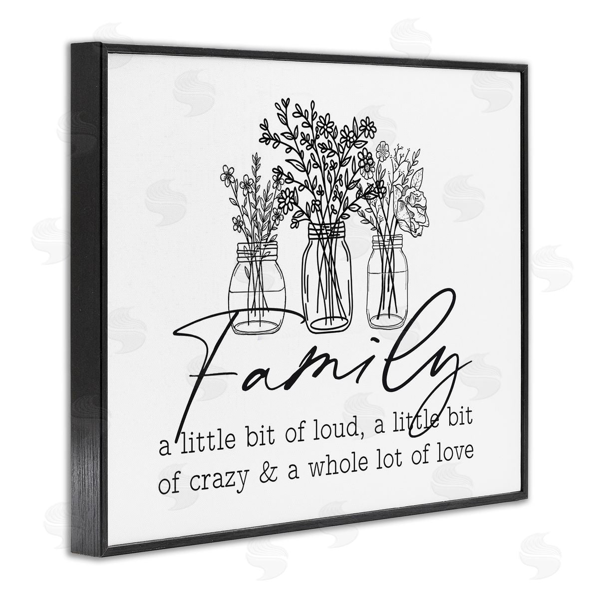 Lettered and Lined Heartwarming Family Phrase Botanical Blossoms Bouquets Black Framed Giclee Wall Art Print