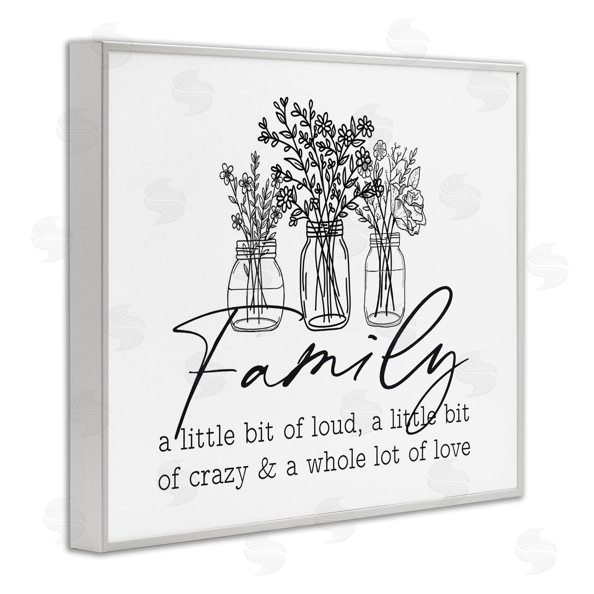 Lettered and Lined Heartwarming Family Phrase Botanical Blossoms Bouquets White Framed Giclee Wall Art Print