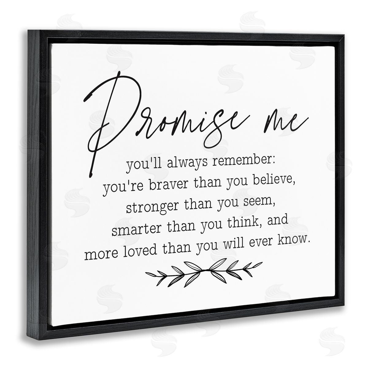 Lettered and Lined Inspirational Self Love Quote Casual Botanical Black Floating Frame Canvas Wall Art Print