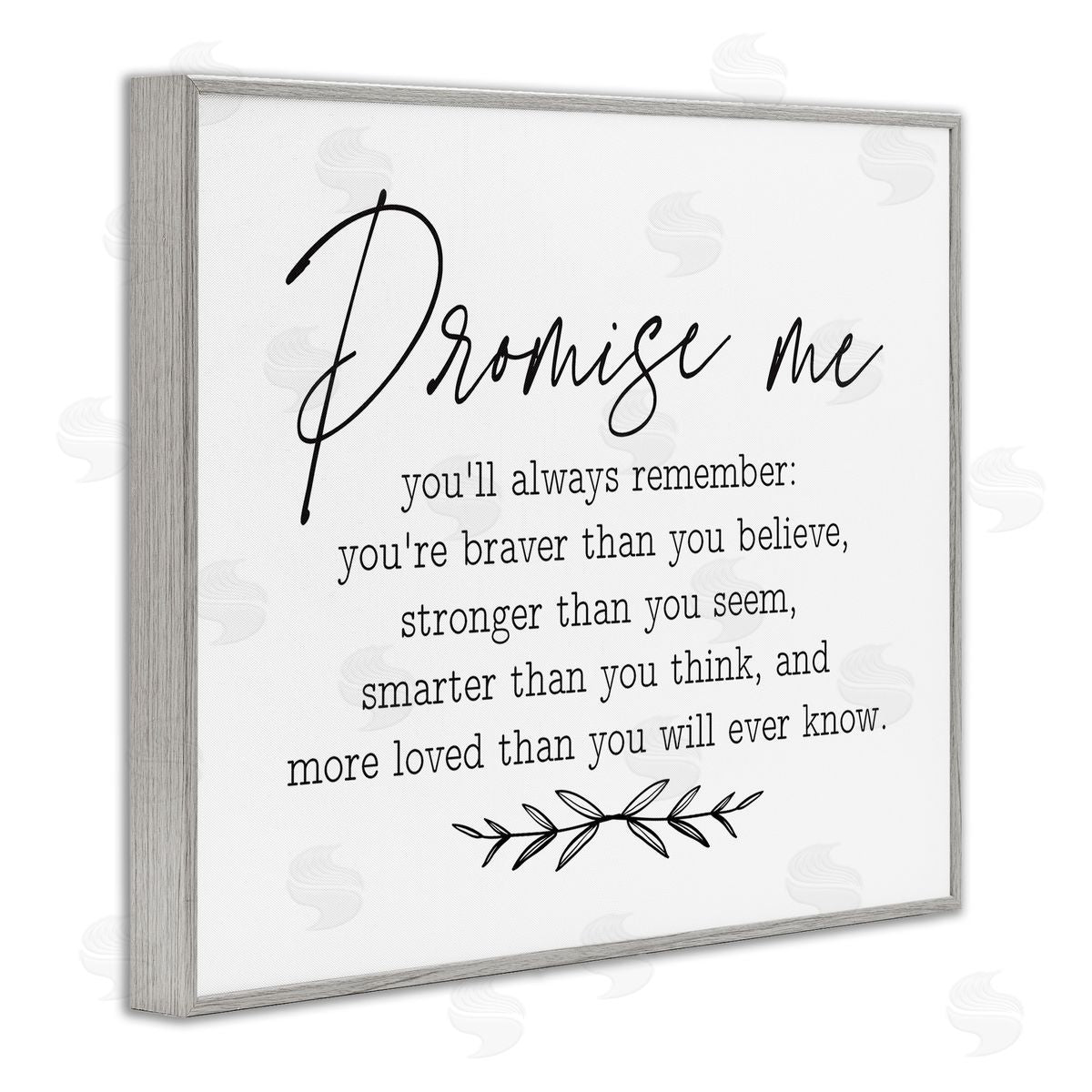 Lettered and Lined Inspirational Self Love Quote Casual Botanical Gray Framed Giclee Wall Art Print