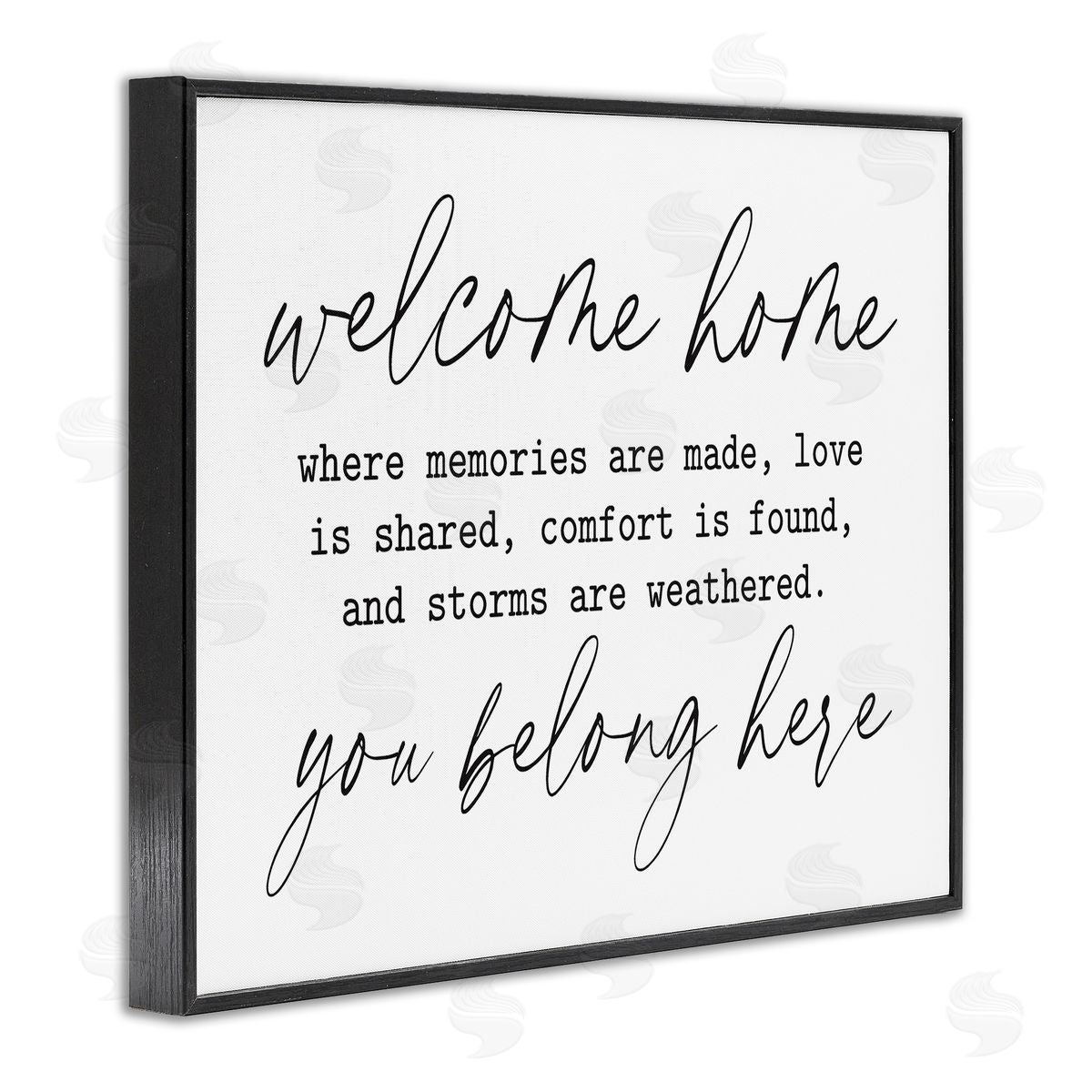 Lettered and Lined Welcome Home Belonging Family Quote Casual Script  Black Framed Giclee Wall Art Print