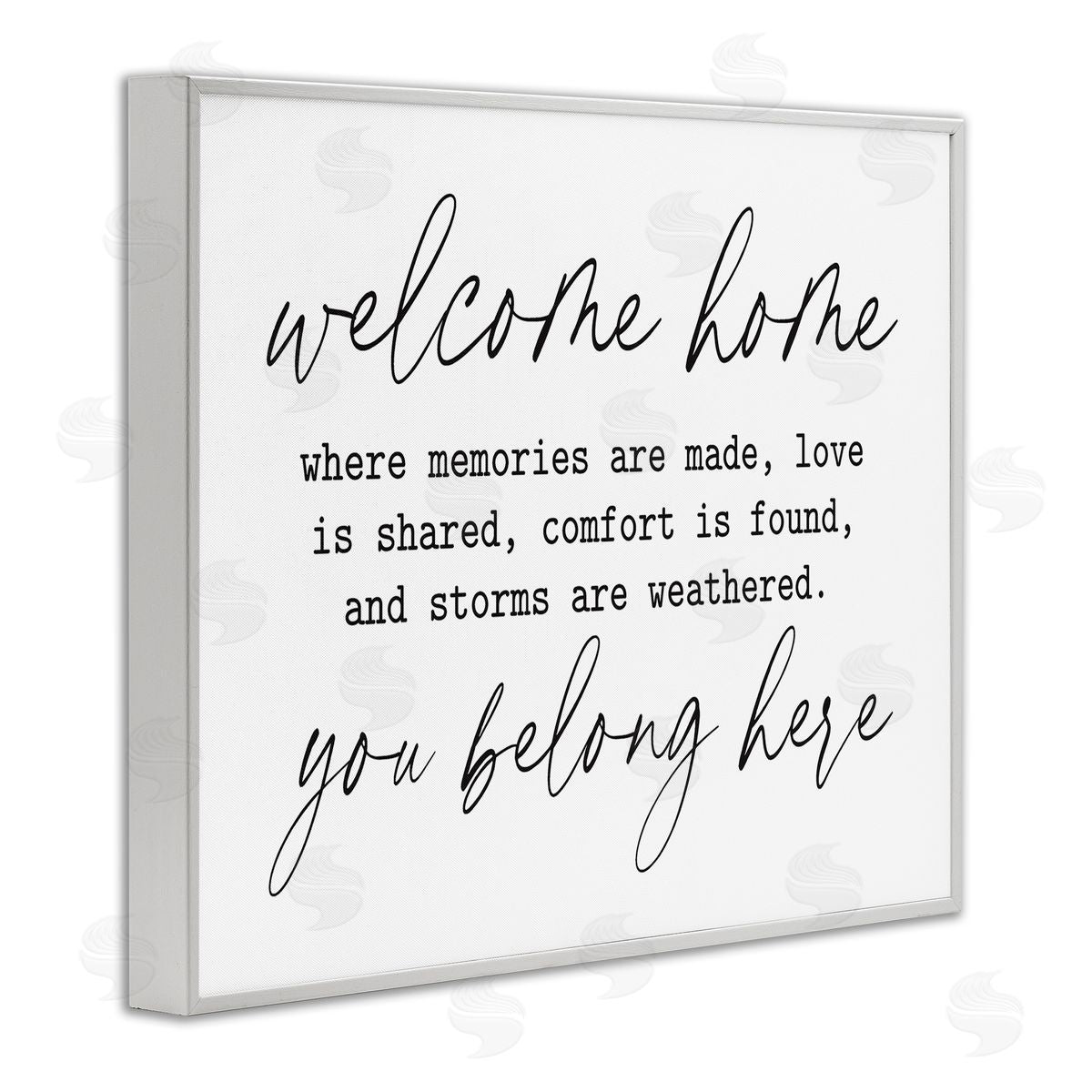 Lettered and Lined Welcome Home Belonging Family Quote Casual Script  White Framed Giclee Wall Art Print