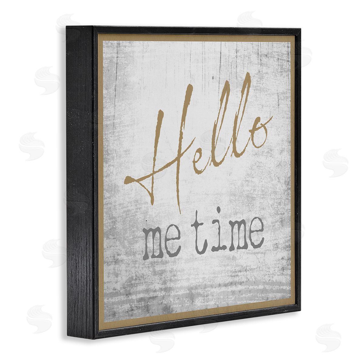 Graffitee Studios Hello Me Time Weathered Rustic Grain Pattern Black Framed Glicee Wall Art Print