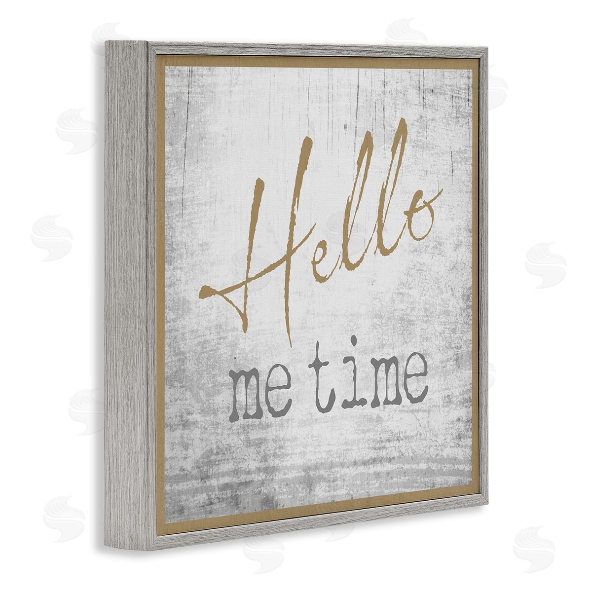 Graffitee Studios Hello Me Time Weathered Rustic Grain Pattern Gray Framed Glicee Wall Art Print