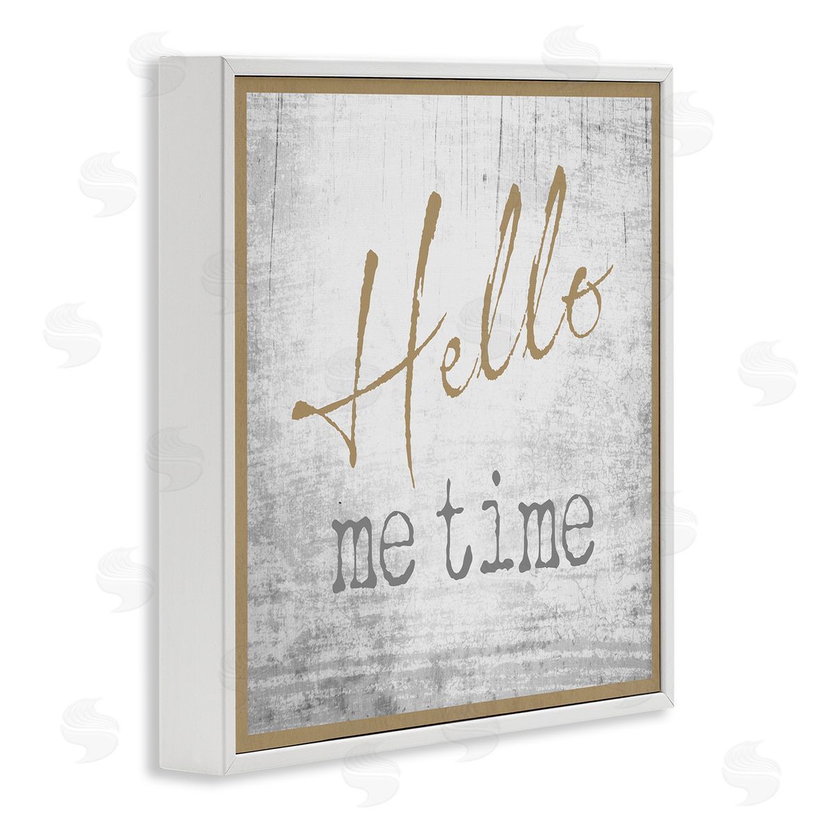 Graffitee Studios Hello Me Time Weathered Rustic Grain Pattern White Framed Glicee Wall Art Print