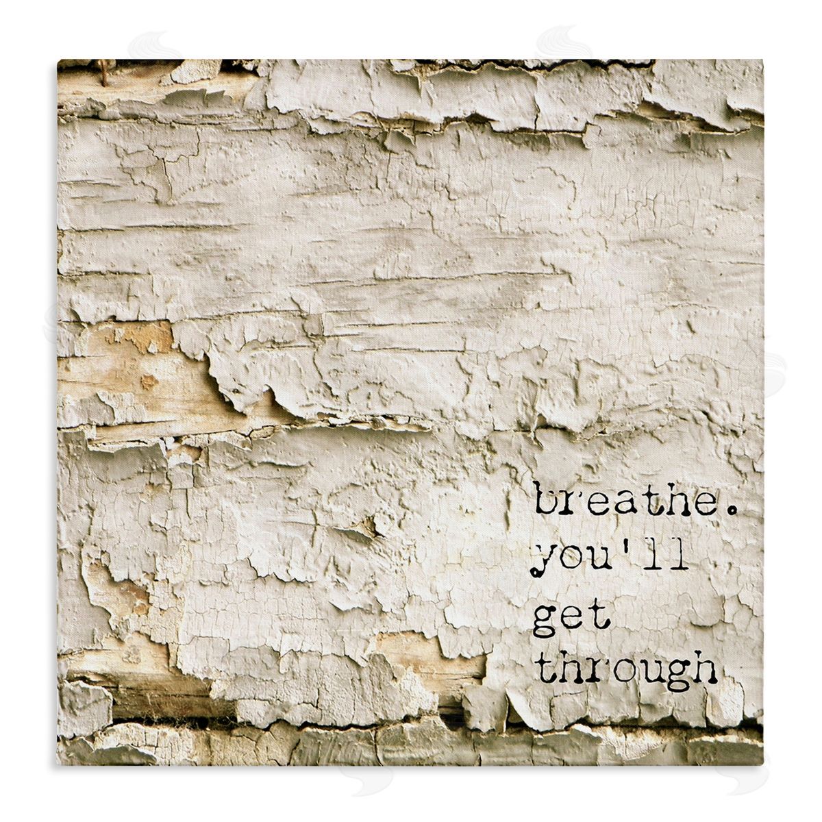 Graffitee Studios Breathe You'll Get Through Encouraging Flaked Tree Stretched Canvas Wall Art Print
