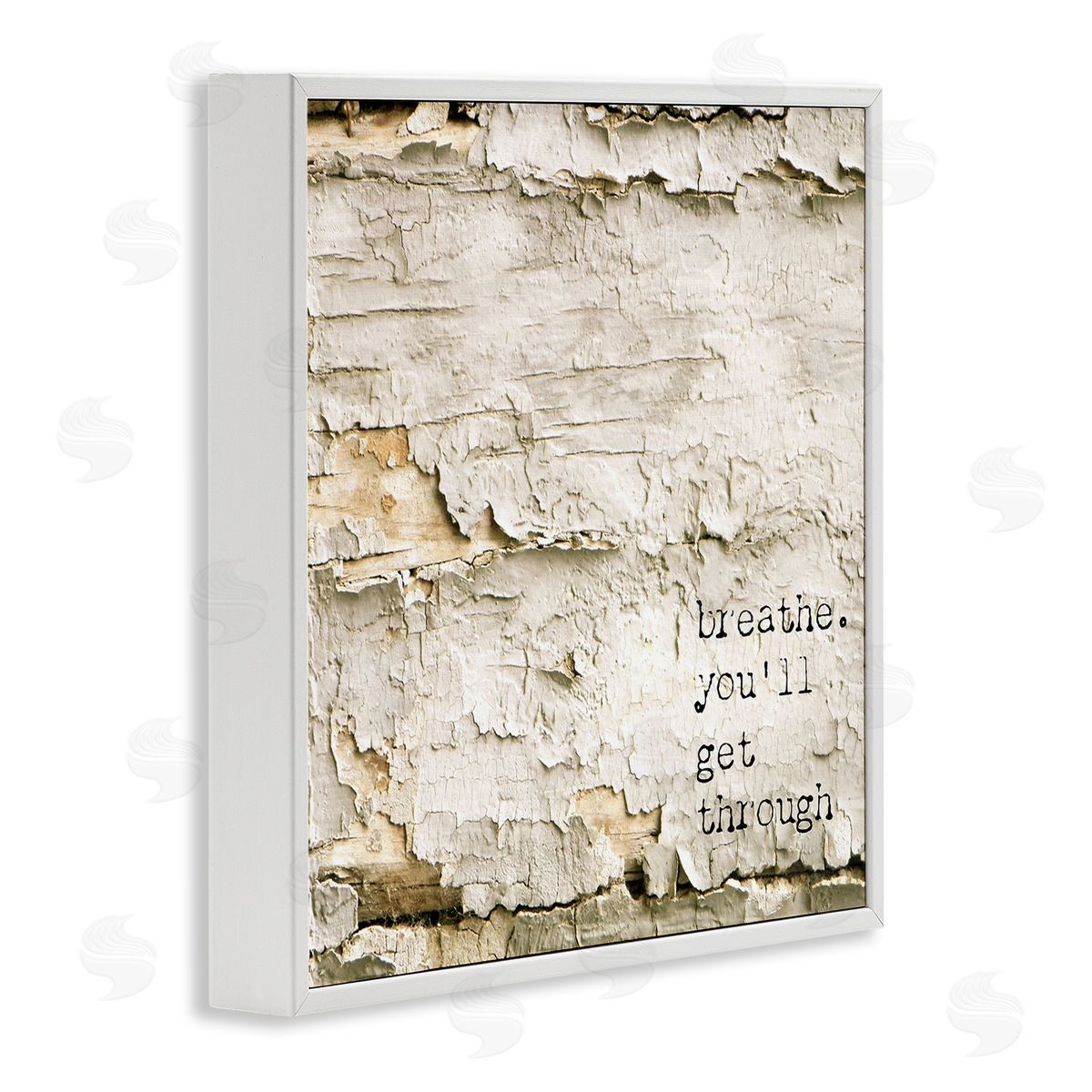 Graffitee Studios Breathe You'll Get Through Encouraging Flaked Tree White Framed Glicee Wall Art Print