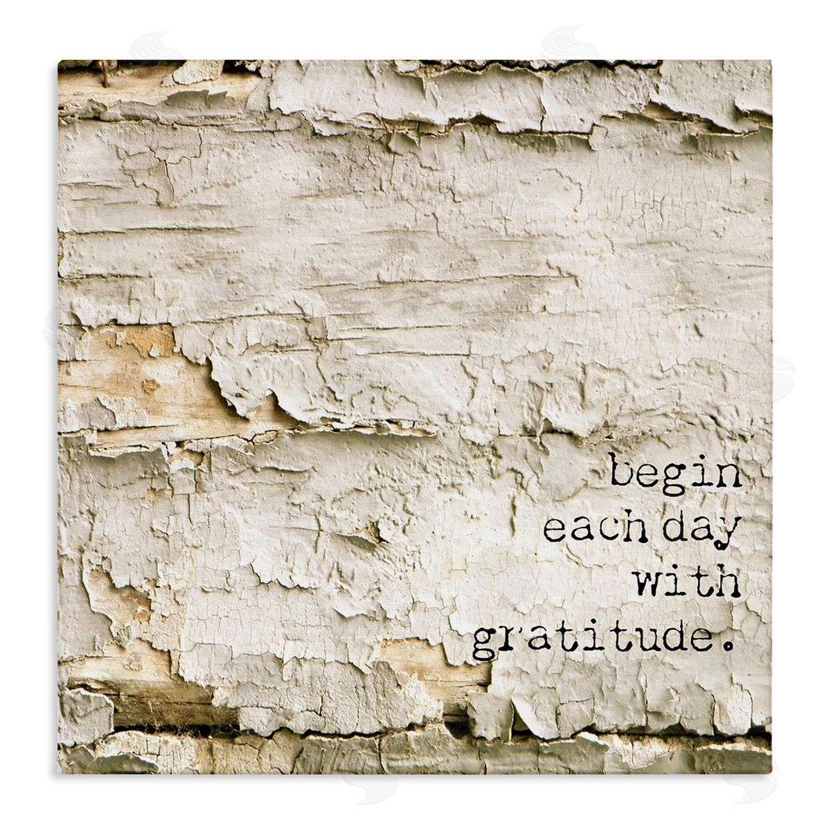 Graffitee Studios Inspiring Gratitude Typography Phrase Rustic Flaked Tree  Stretched Canvas Wall Art Print