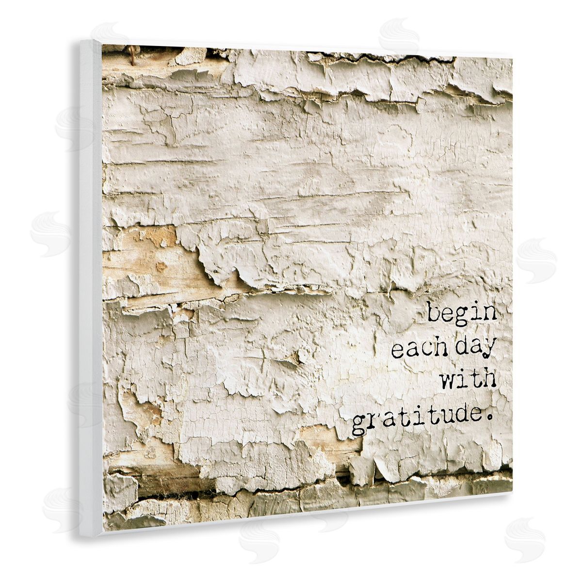 Graffitee Studios Inspiring Gratitude Typography Phrase Rustic Flaked Tree  Wooden Wall Plaque Art Print