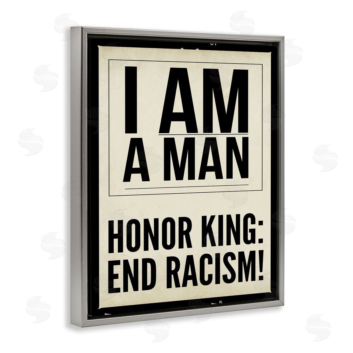Graffitee Studios Honor King End Racism Courageous Commemorating Quote Gray Floating Frame Canvas Wall Art Print