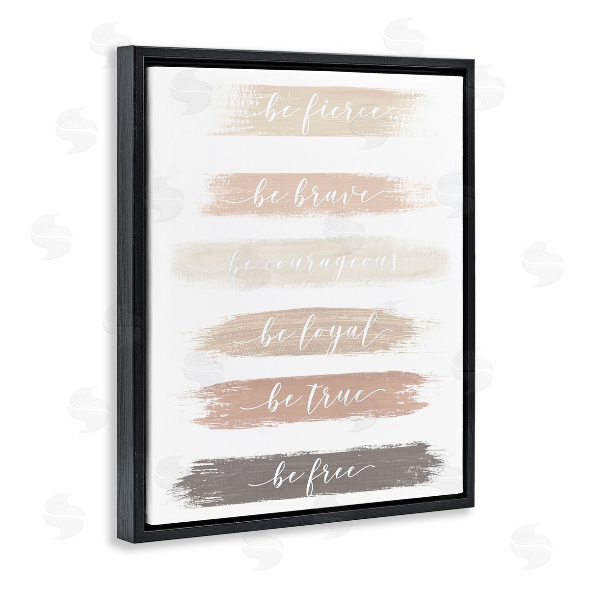 Graffitee Studios Be Free Encouraging Paint Brush Stroke Neutral Tones Black Floating Frame Canvas Wall Art Print