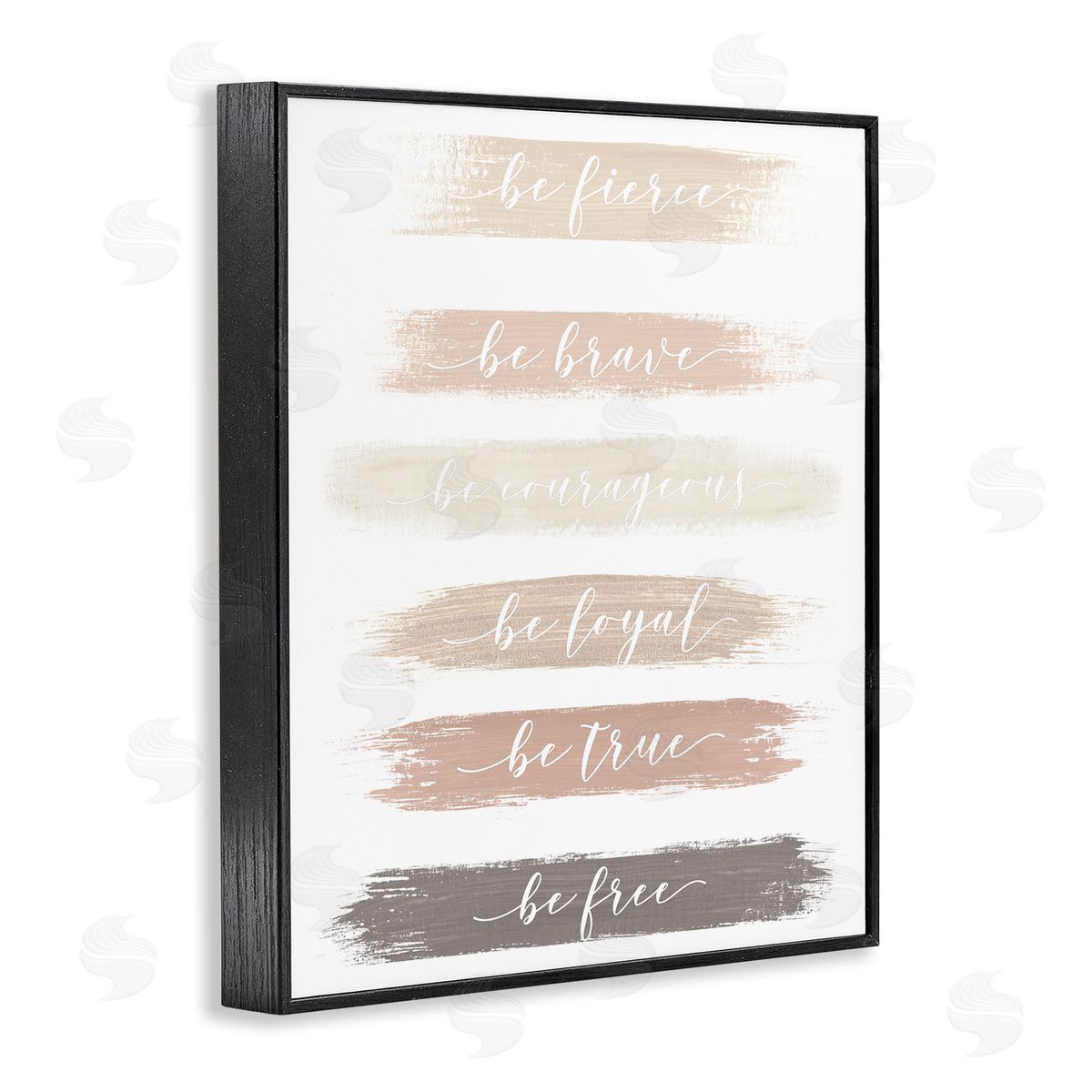 Graffitee Studios Be Free Encouraging Paint Brush Stroke Neutral Tones Black Framed Giclee Wall Art Print