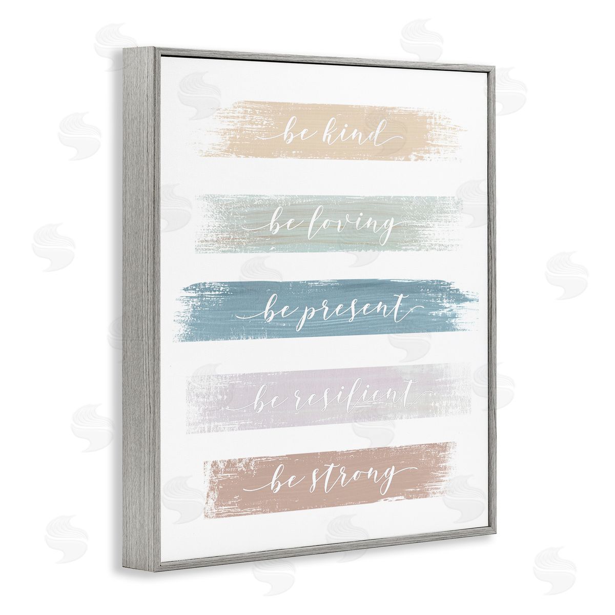 Graffitee Studios Inspiring Brush Stroke Phrases Be Strong Pastels Gray Framed Giclee Wall Art Print