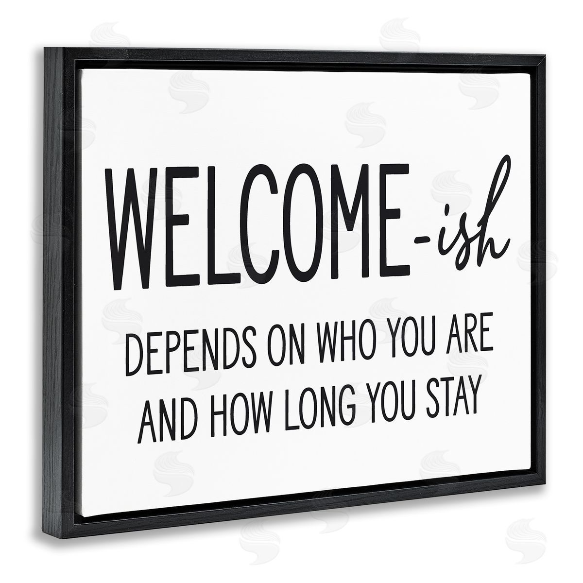 Lettered and Lined Welcome-Ish Funny Entryway Sign Casual Humor Black Floating Frame Canvas Wall Art Print