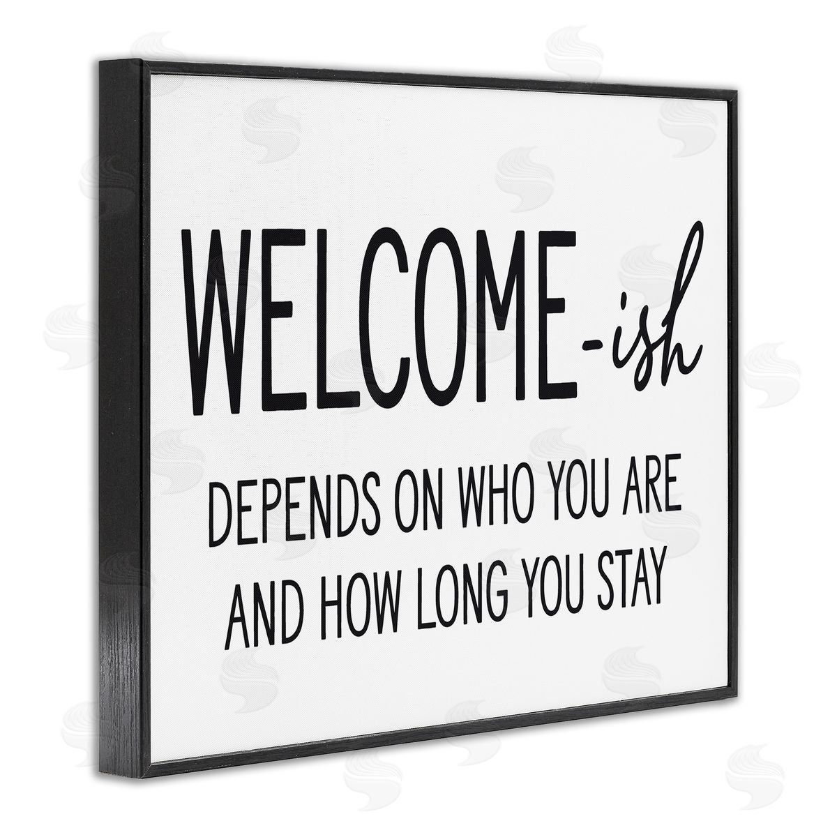 Lettered and Lined Welcome-Ish Funny Entryway Sign Casual Humor Black Framed Giclee Wall Art Print