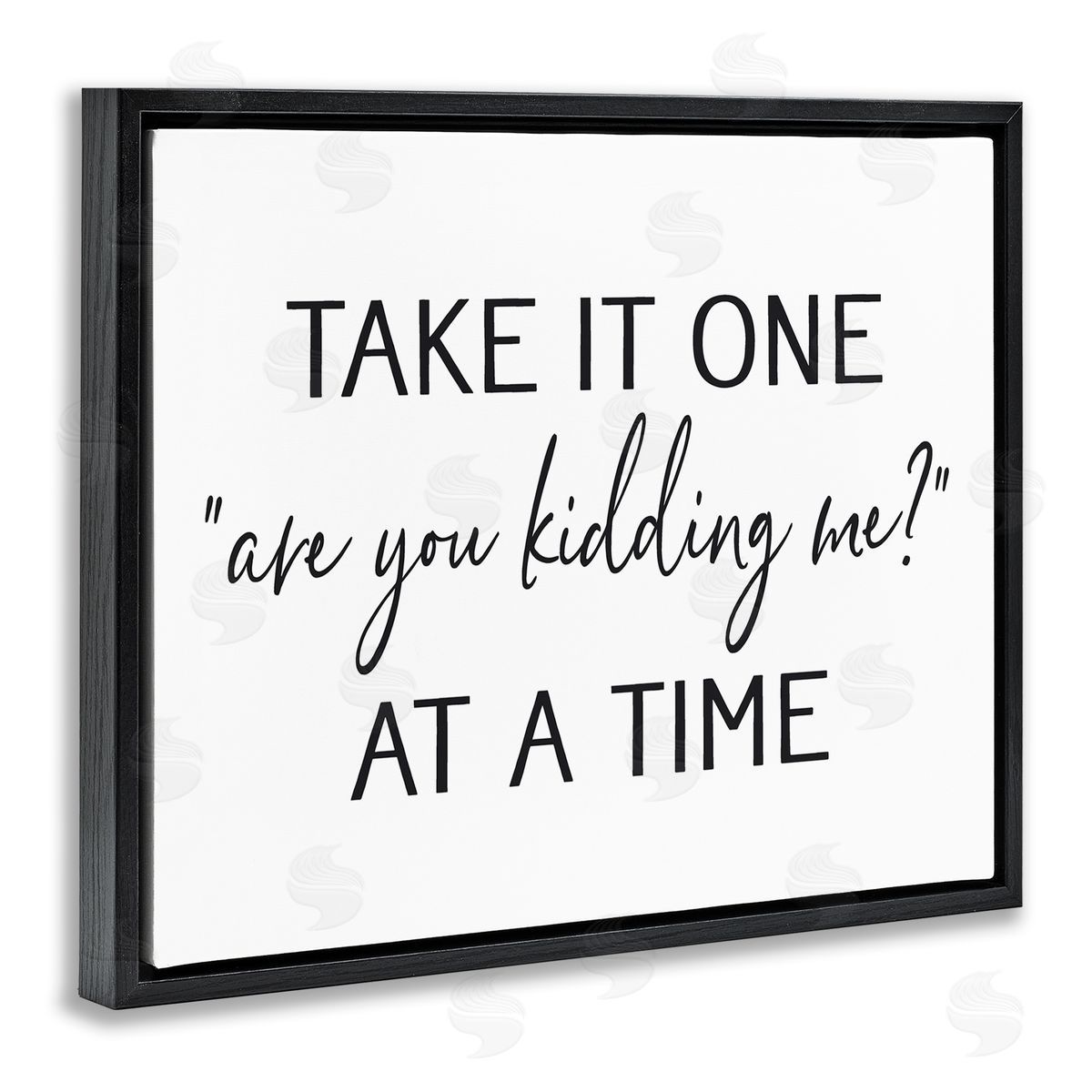 Lettered and Lined Are You Kidding Me Humorous Casual Quote Saying Black Floating Frame Canvas Wall Art Print