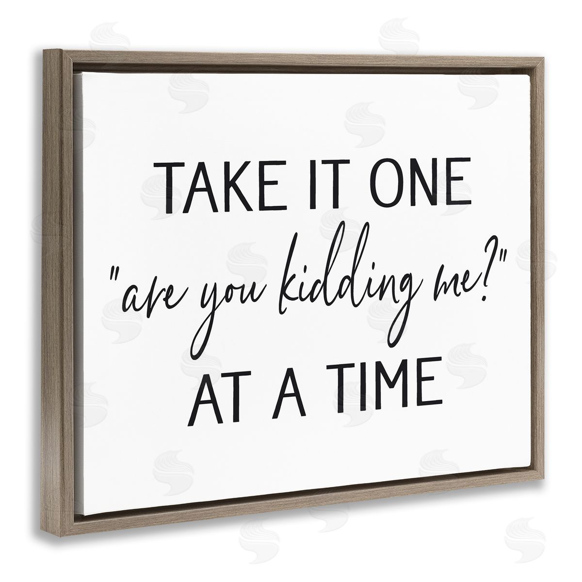 Lettered and Lined Are You Kidding Me Humorous Casual Quote Saying Brown Floating Frame Canvas Wall Art Print