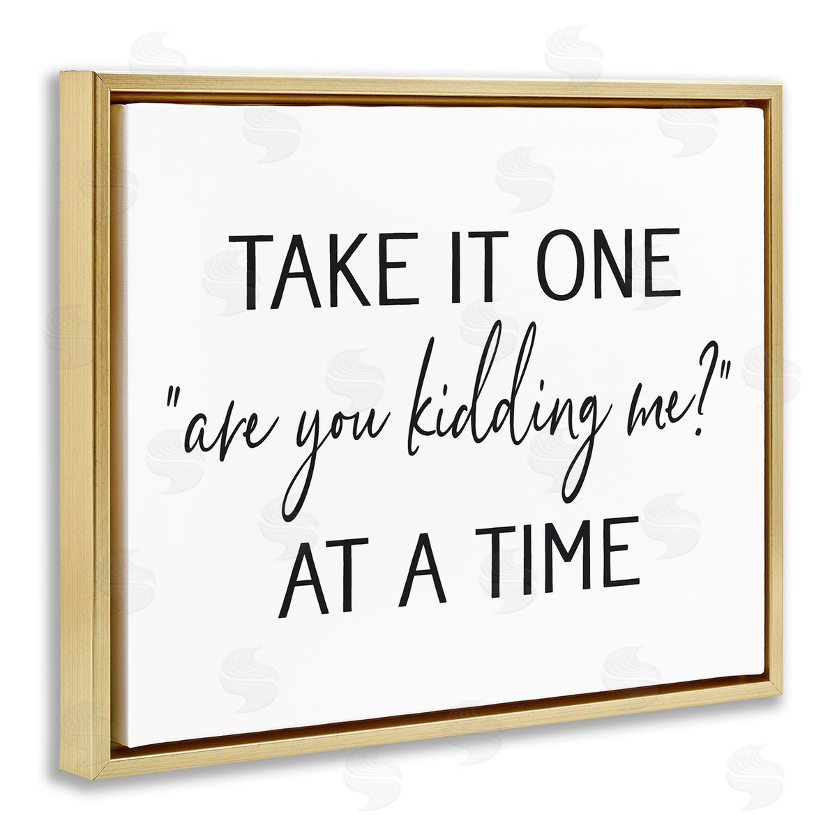 Lettered and Lined Are You Kidding Me Humorous Casual Quote Saying Gold Floating Frame Canvas Wall Art Print