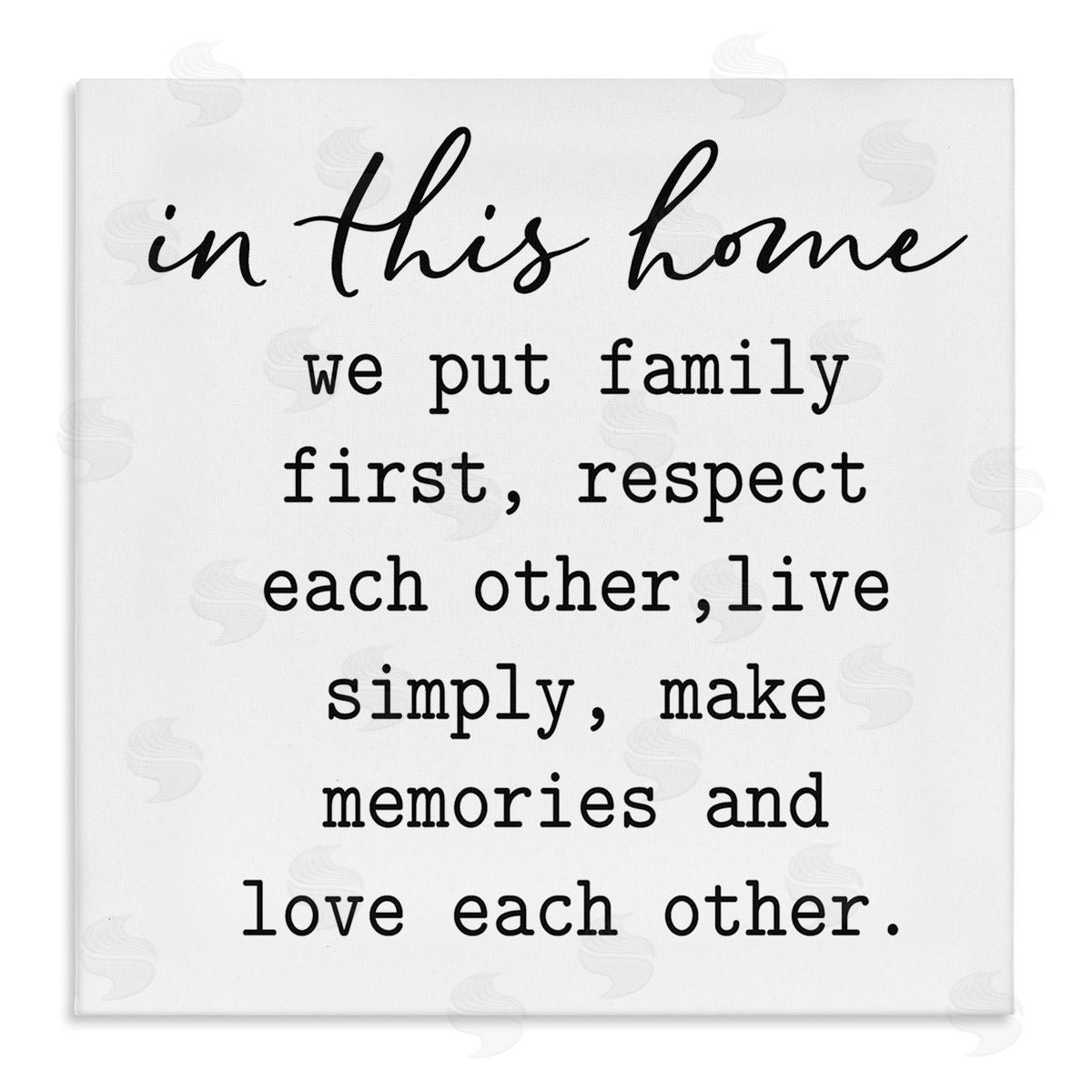 Lettered and Lined In This Home Touching Family Quote Casual Design Stretched Canvas Wall Art Print