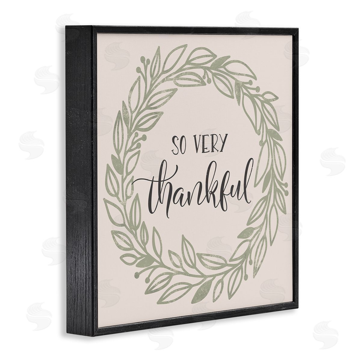 Jennifer Wambach So Very Thankful Casual Leaf Outline Wreath Black Framed Glicee Wall Art Print