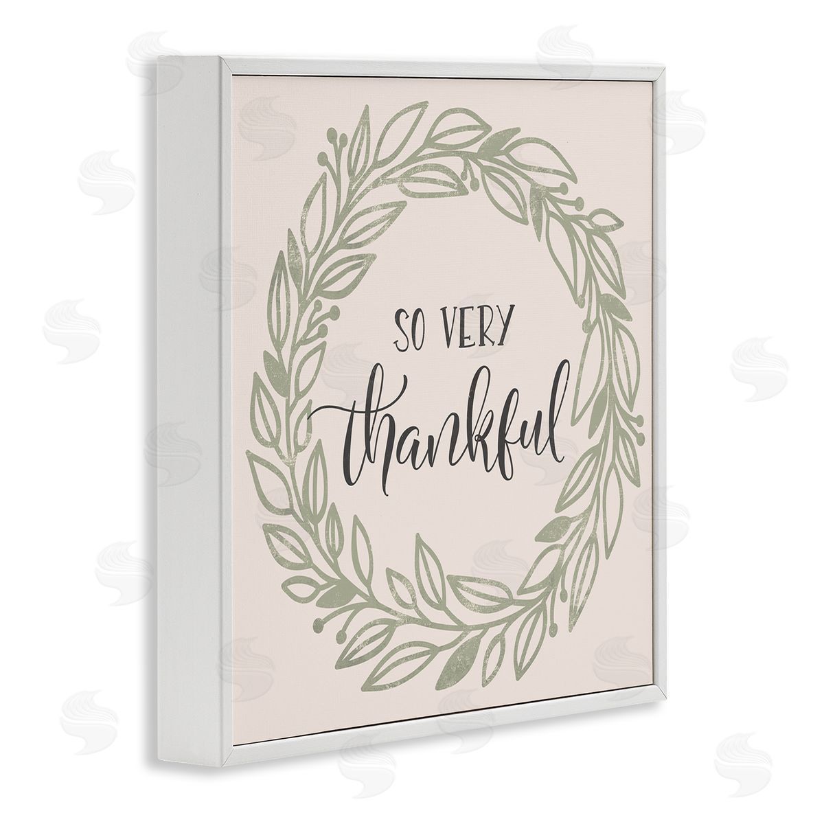 Jennifer Wambach So Very Thankful Casual Leaf Outline Wreath White Framed Glicee Wall Art Print