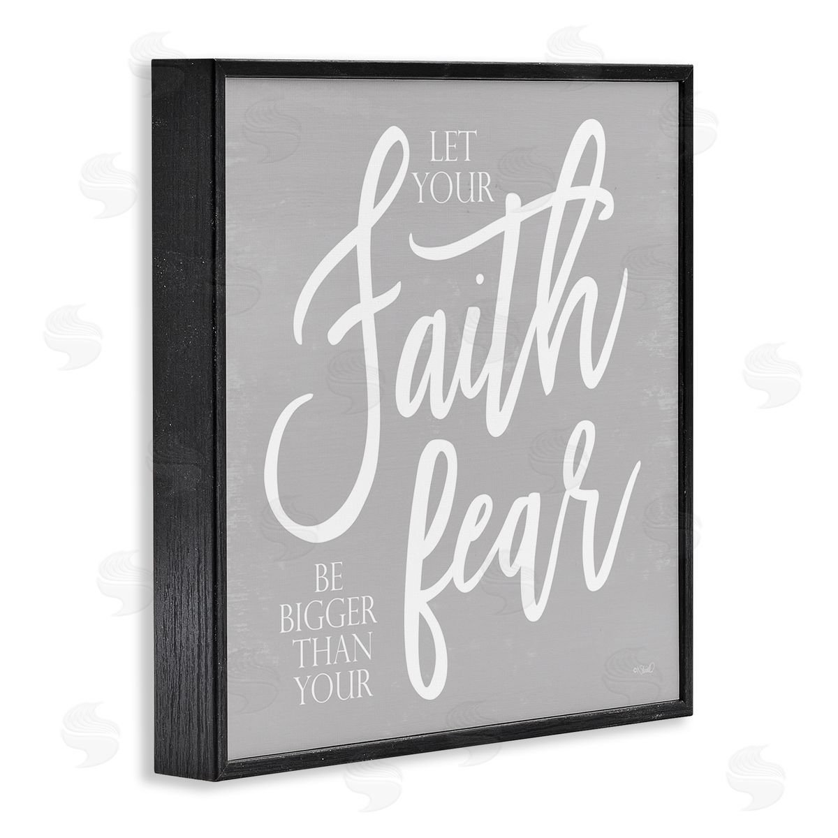 Kate Sherrill Faith Bigger Than Your Fear Religious Script Calligraphy Black Framed Glicee Wall Art Print