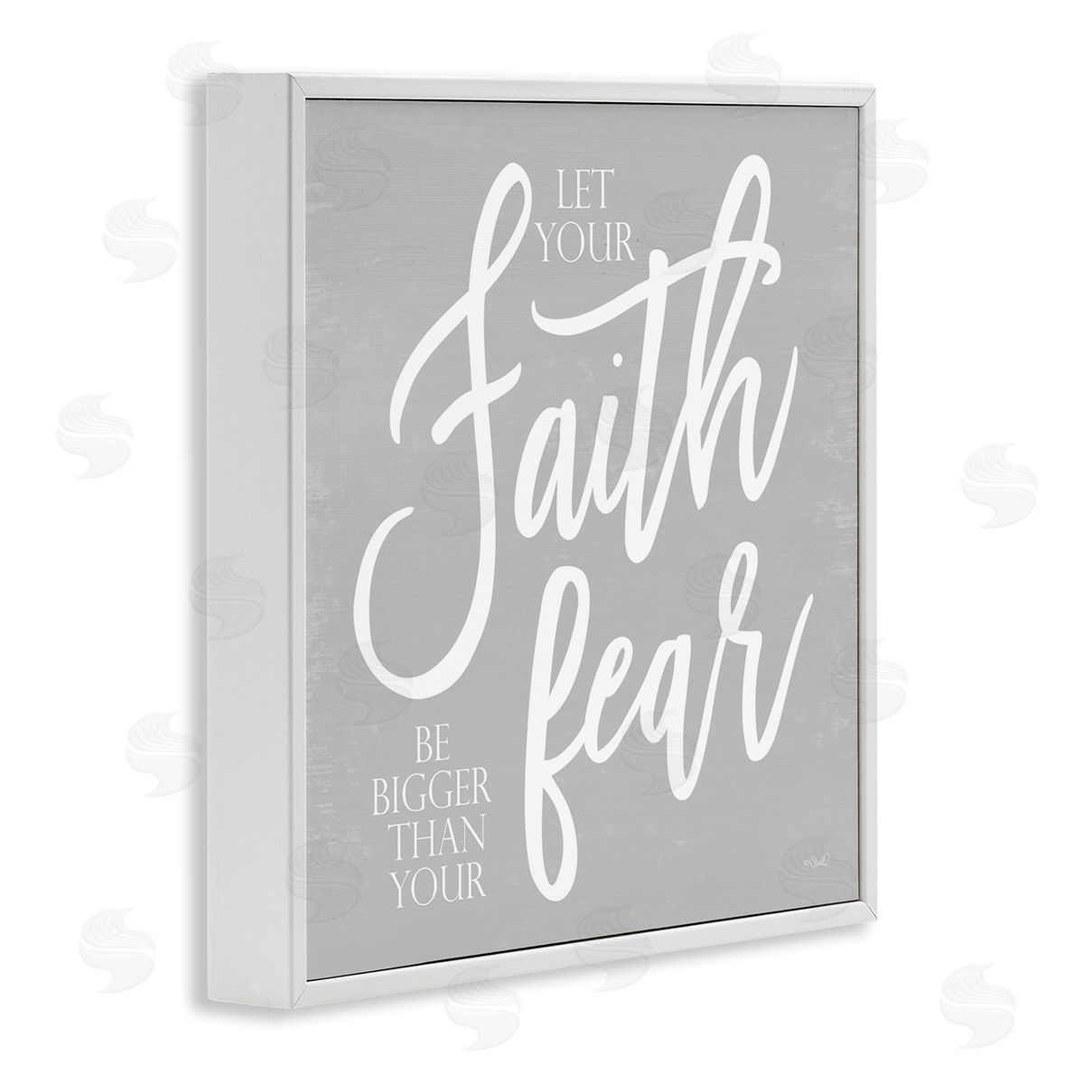 Kate Sherrill Faith Bigger Than Your Fear Religious Script Calligraphy White Framed Glicee Wall Art Print