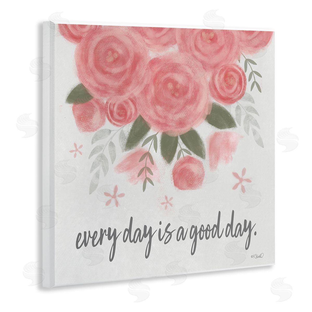 Kate Sherrill Uplifting Pink Roses Flower Blossom Pattern Phrase  Wooden Wall Plaque Art Print