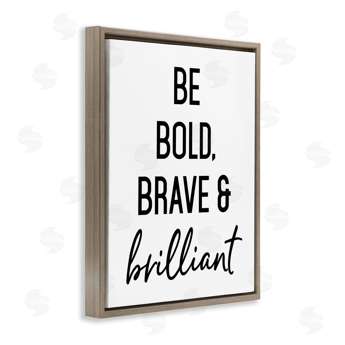 Lettered and Lined Be Bold & Brave Casual Encouraging Saying  Brown Floating Frame Canvas Wall Art Print