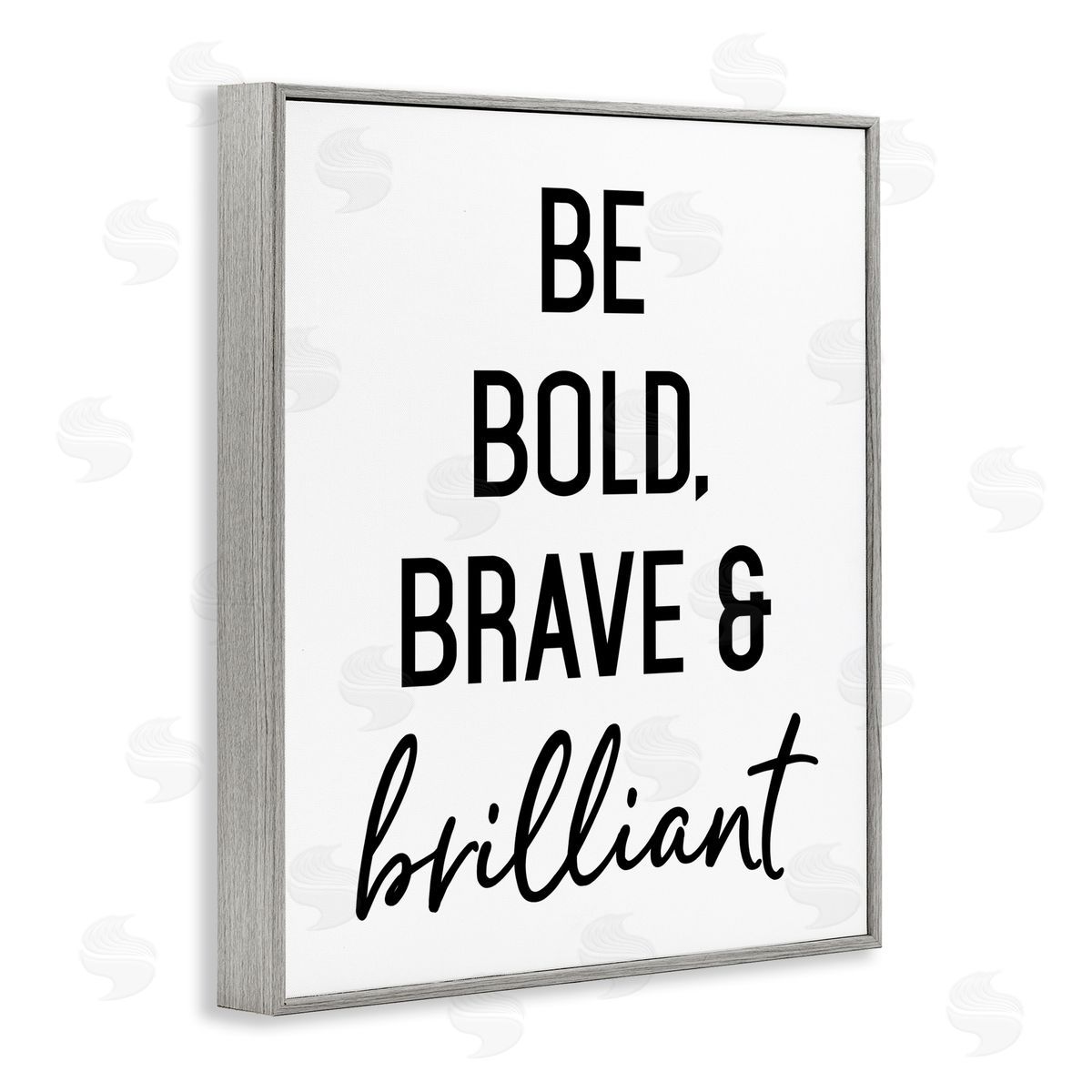 Lettered and Lined Be Bold & Brave Casual Encouraging Saying  Gray Framed Giclee Wall Art Print