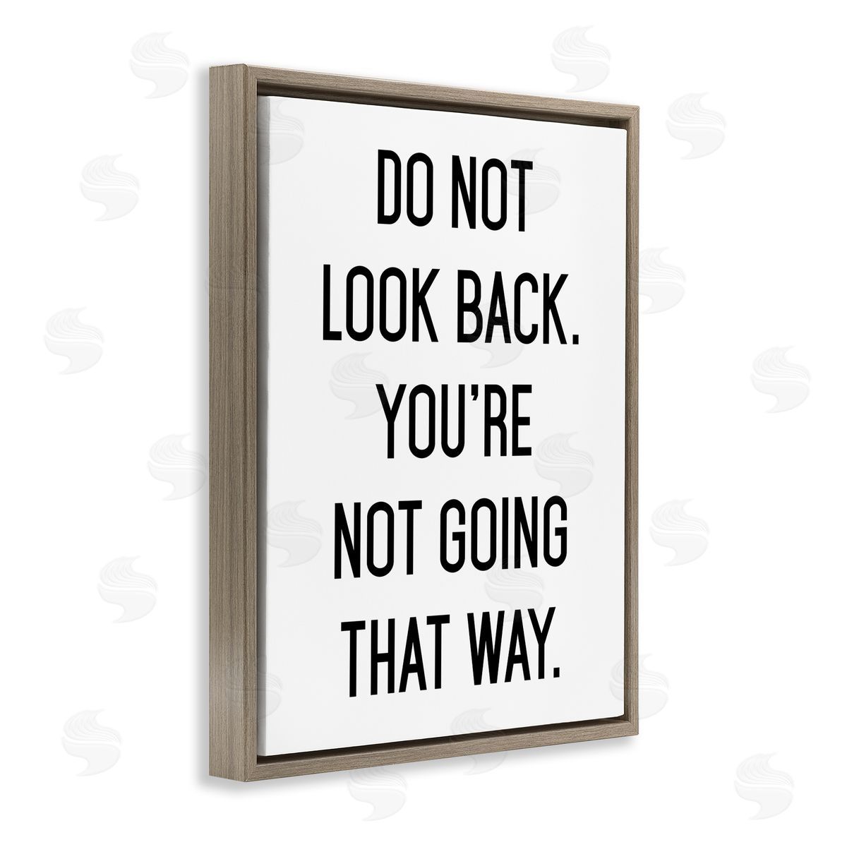 Lettered and Lined Do Not Look Back Encouraging Motivational Phrase Brown Floating Frame Canvas Wall Art Print