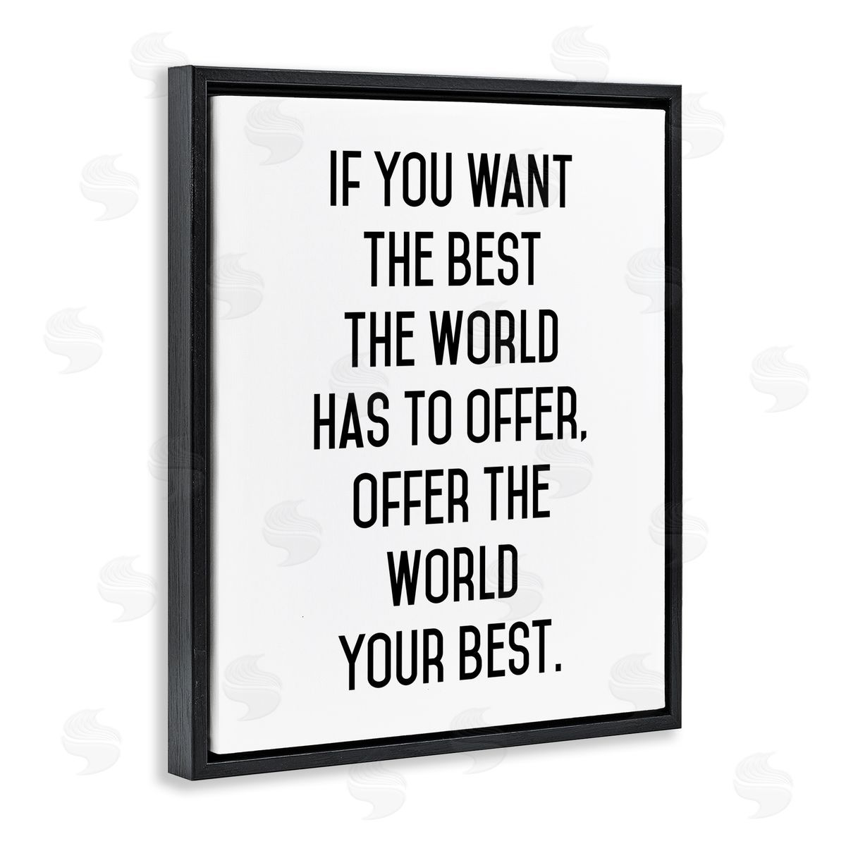 Lettered and Lined Offer World Your Best Inspirational Typography Phrase Black Floating Frame Canvas Wall Art Print