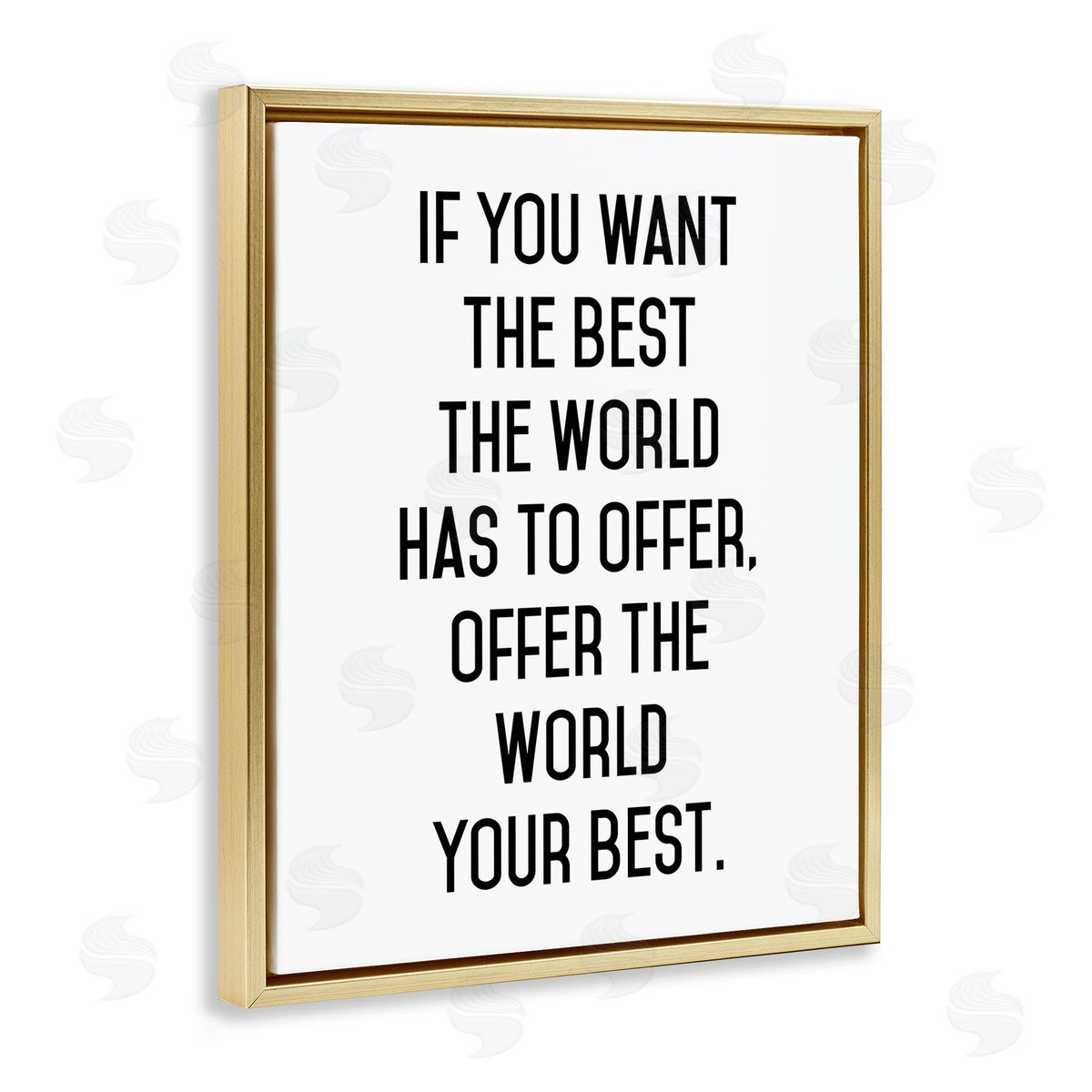 Lettered and Lined Offer World Your Best Inspirational Typography Phrase Gold Floating Frame Canvas Wall Art Print