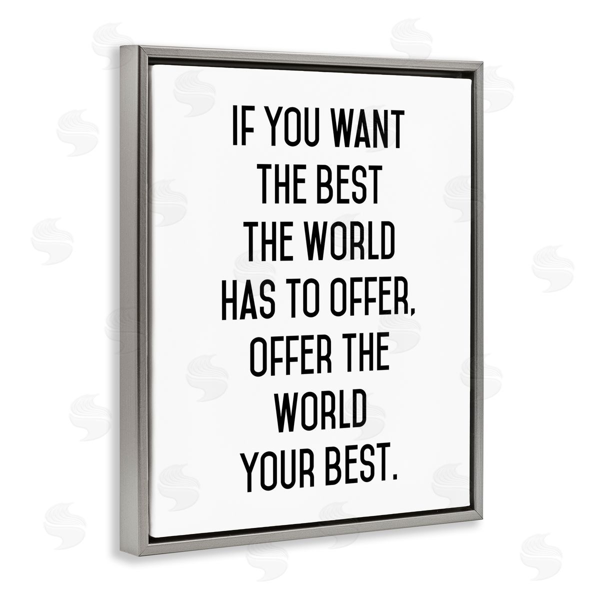 Lettered and Lined Offer World Your Best Inspirational Typography Phrase Gray Floating Frame Canvas Wall Art Print