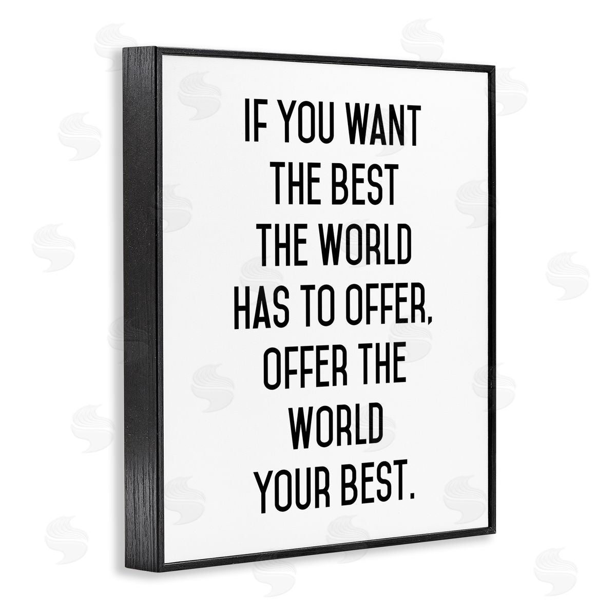 Lettered and Lined Offer World Your Best Inspirational Typography Phrase Black Framed Giclee Wall Art Print