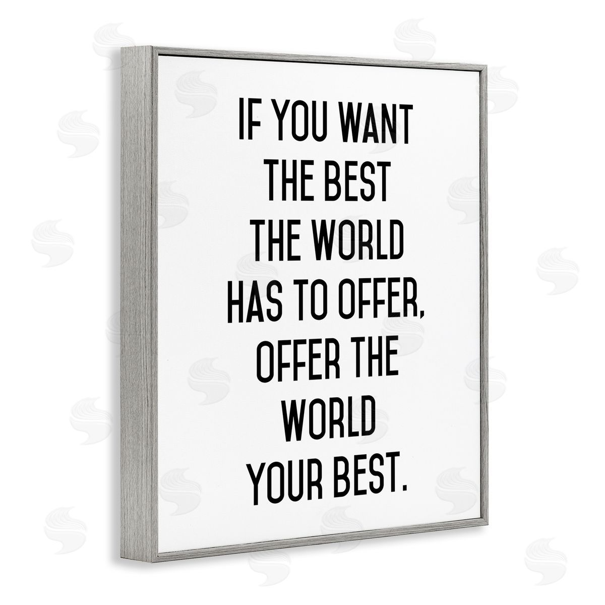 Lettered and Lined Offer World Your Best Inspirational Typography Phrase Gray Framed Giclee Wall Art Print