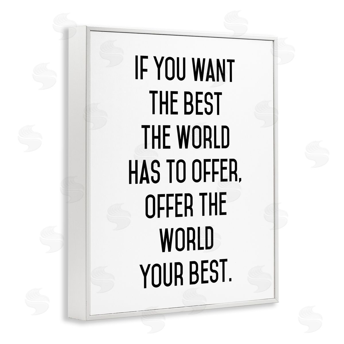 Lettered and Lined Offer World Your Best Inspirational Typography Phrase White Framed Giclee Wall Art Print