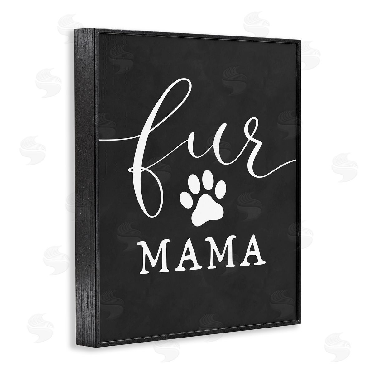 Lettered and Lined Fur Mama Animal Mom Paw Print Symbol Black Framed Giclee Wall Art Print