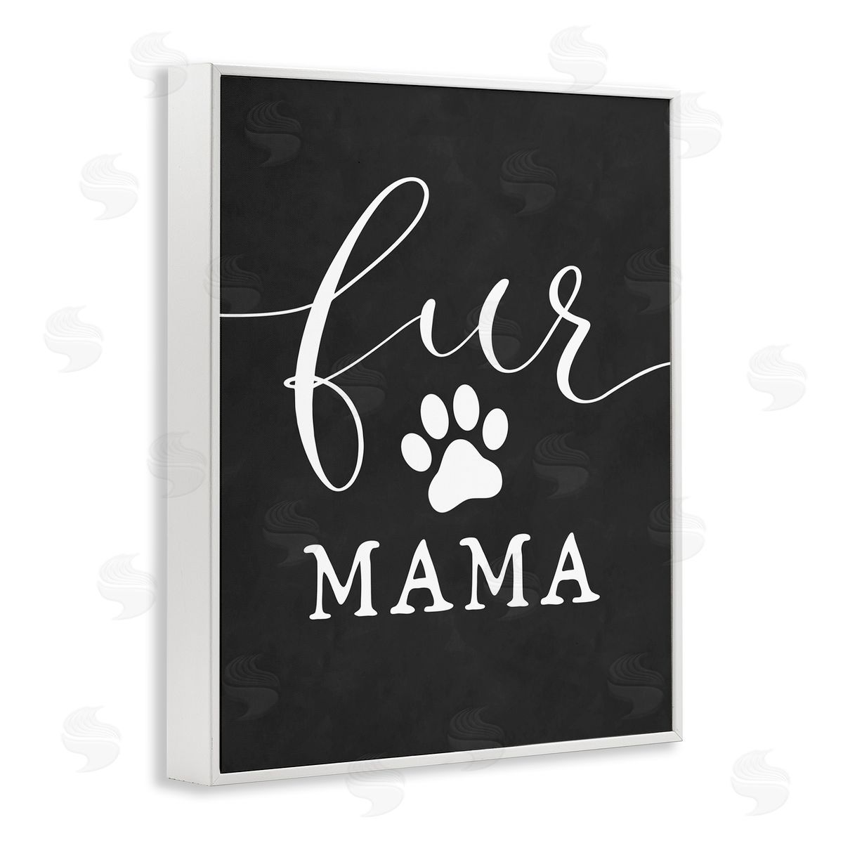 Lettered and Lined Fur Mama Animal Mom Paw Print Symbol White Framed Giclee Wall Art Print