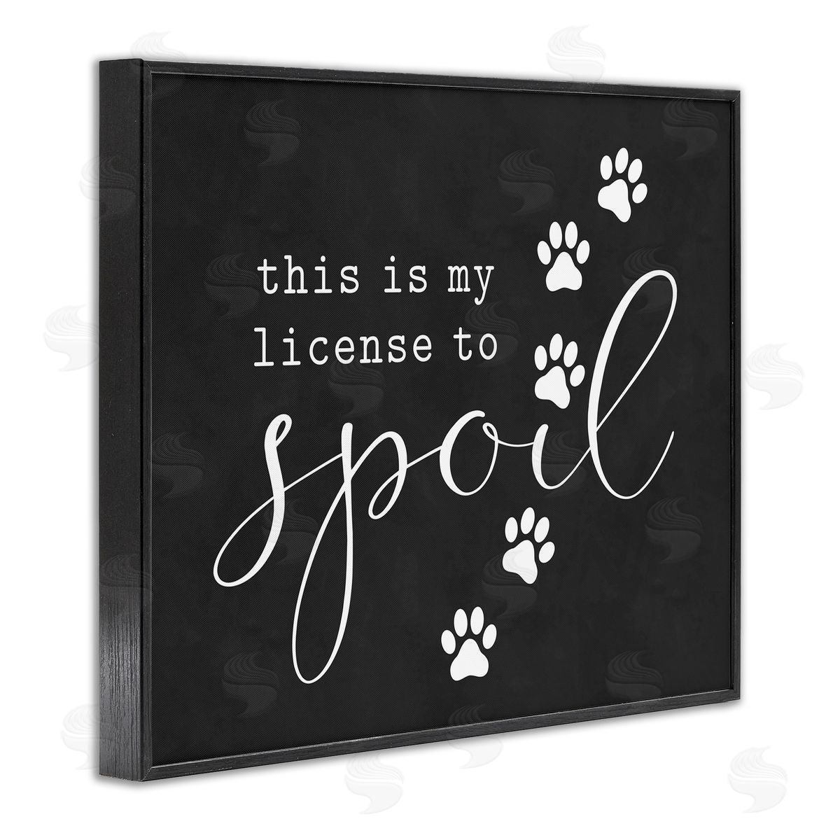 Lettered and Lined License To Spoil Walking Paw Prints Animal Pet Black Framed Giclee Wall Art Print