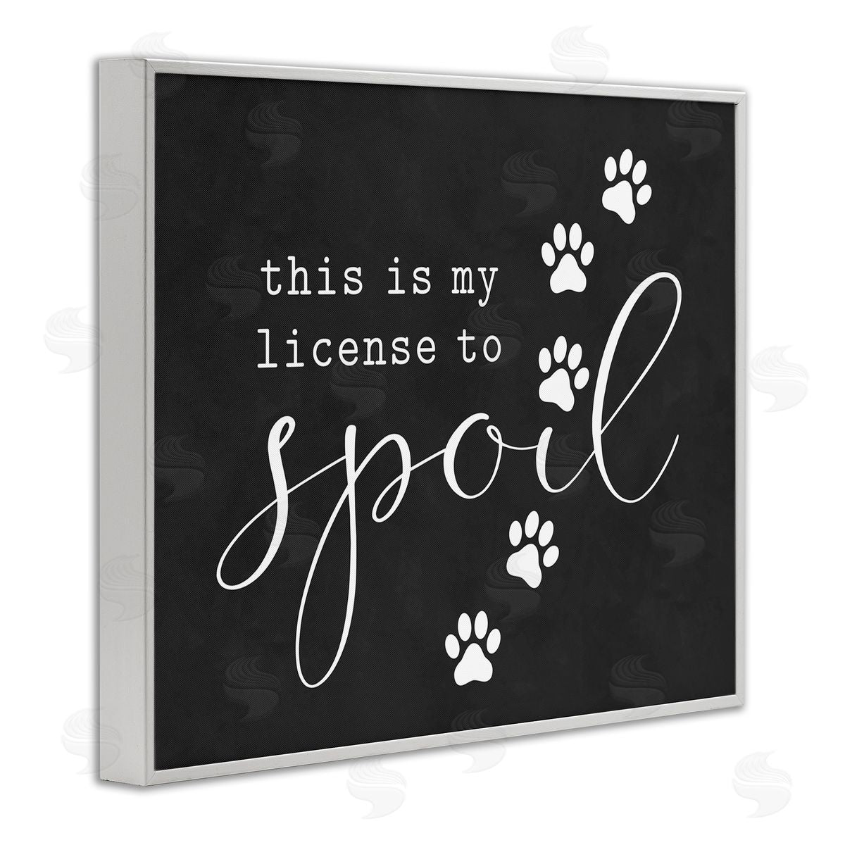 Lettered and Lined License To Spoil Walking Paw Prints Animal Pet White Framed Giclee Wall Art Print