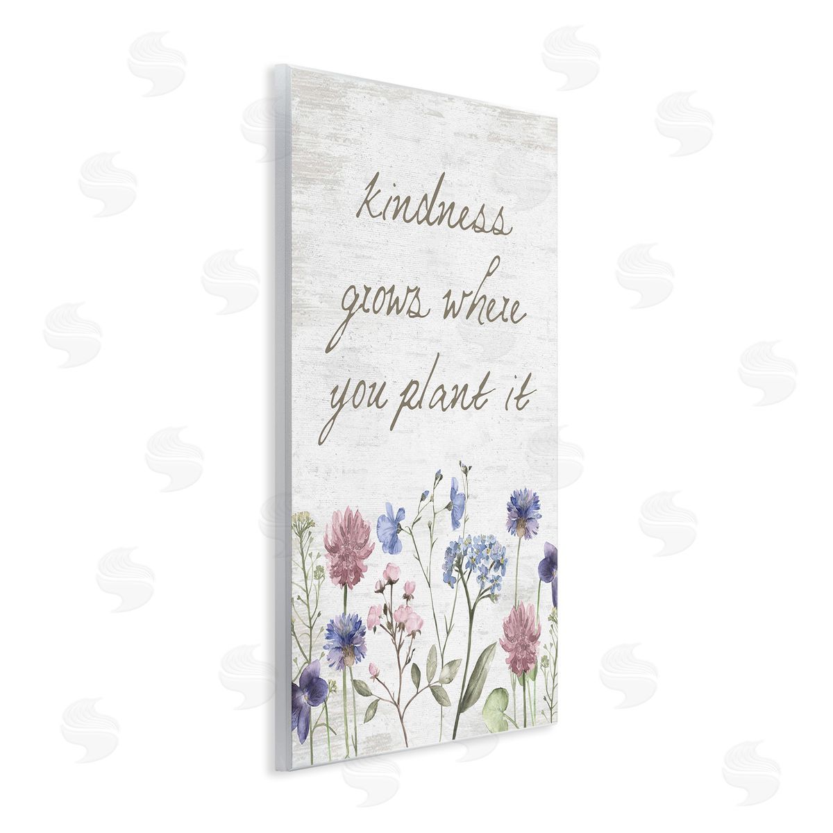 Lettered and Lined Kindness Grows Blooming Florals Rustic Grain Pattern Wall Plaque Art Print